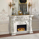 Adara 62" Fireplace, Antique White Finish Acme