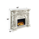 Adara 62" Fireplace, Antique White Finish Acme