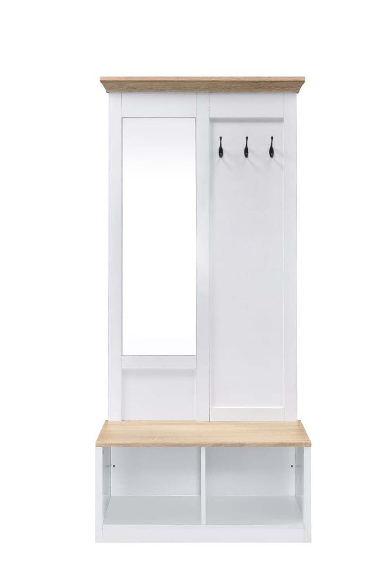 Melati Hall Tree, Light Oak & White Finish Acme