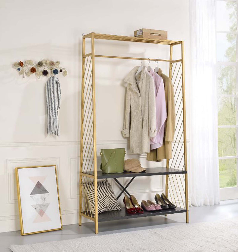 Pahor Hall Tree, Gold & Black Finish Acme