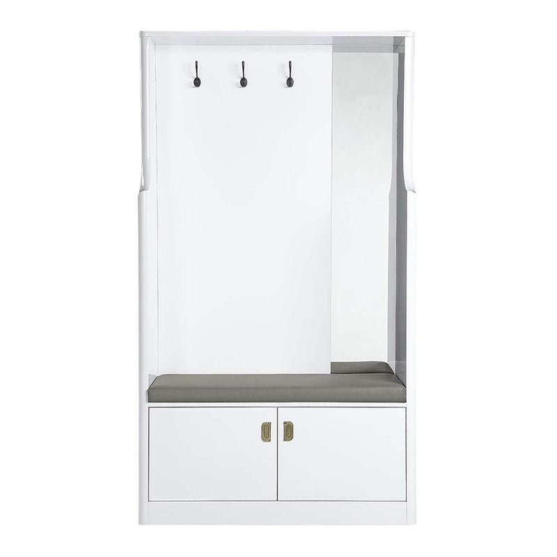 Buck II Hall Tree, White High Gloss Finish Acme