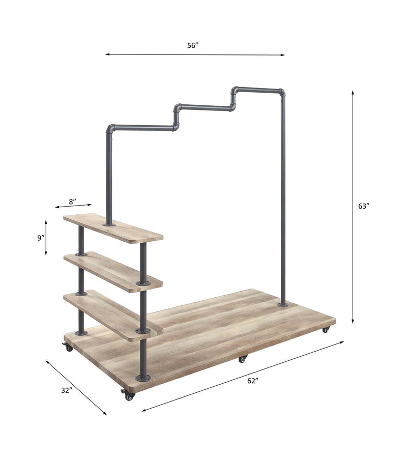 Brantley Hanger Rack, Oak & Sandy Gray Finish Acme