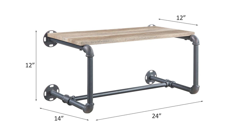 Brantley Wall Rack, Oak & Sandy Gray Finish Acme