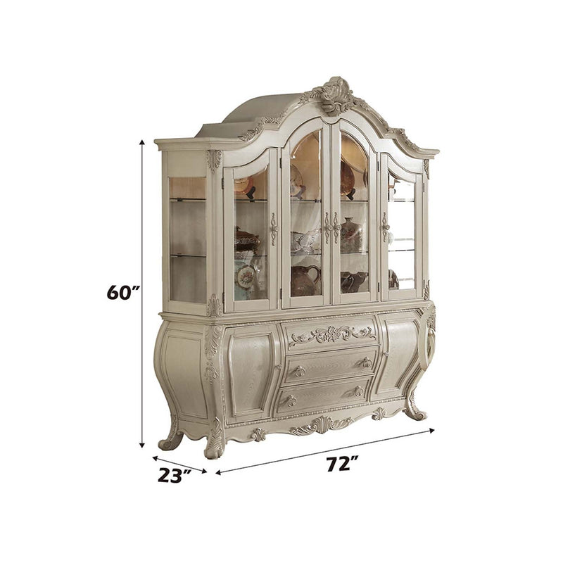 Ragenardus Buffet & Hutch, Antique White Finish Acme