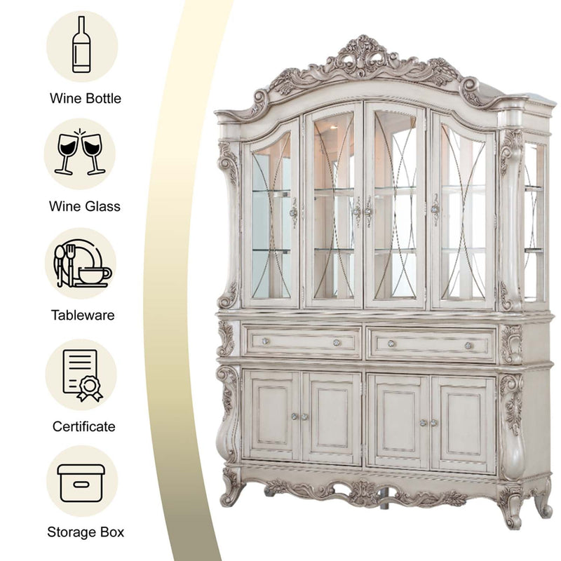 Gorsedd Buffet & Hutch, Golden Ivory Finish Acme