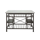 Lanzo Kitchen Island, Marble Top & Gunmetal Finish Acme
