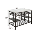 Lanzo Kitchen Island, Marble Top & Gunmetal Finish Acme
