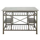 Lanzo Kitchen Island, Marble Top & Antique Pewter Finish Acme