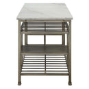 Lanzo Kitchen Island, Marble Top & Antique Pewter Finish Acme