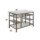 Lanzo Kitchen Island, Marble Top & Antique Pewter Finish Acme