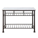 Freyja Kitchen Island, White Cultured Marble Top & Gray Finish Acme