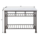Freyja Kitchen Island, White Cultured Marble Top & Gray Finish Acme