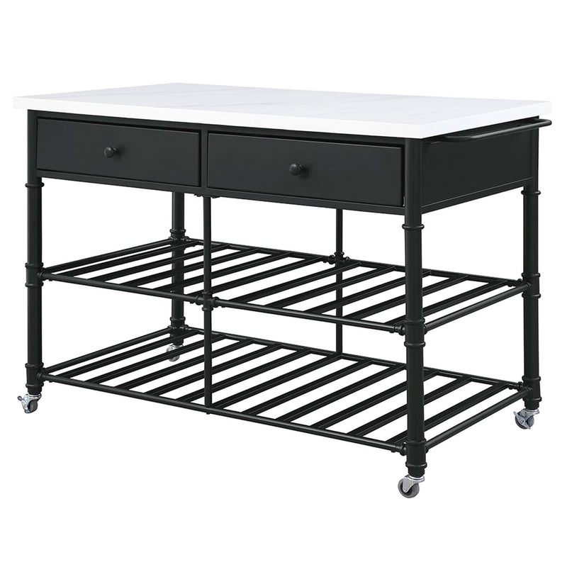 Emery Kitchen Island, White Cultured Marble Top & Gray Finish Acme