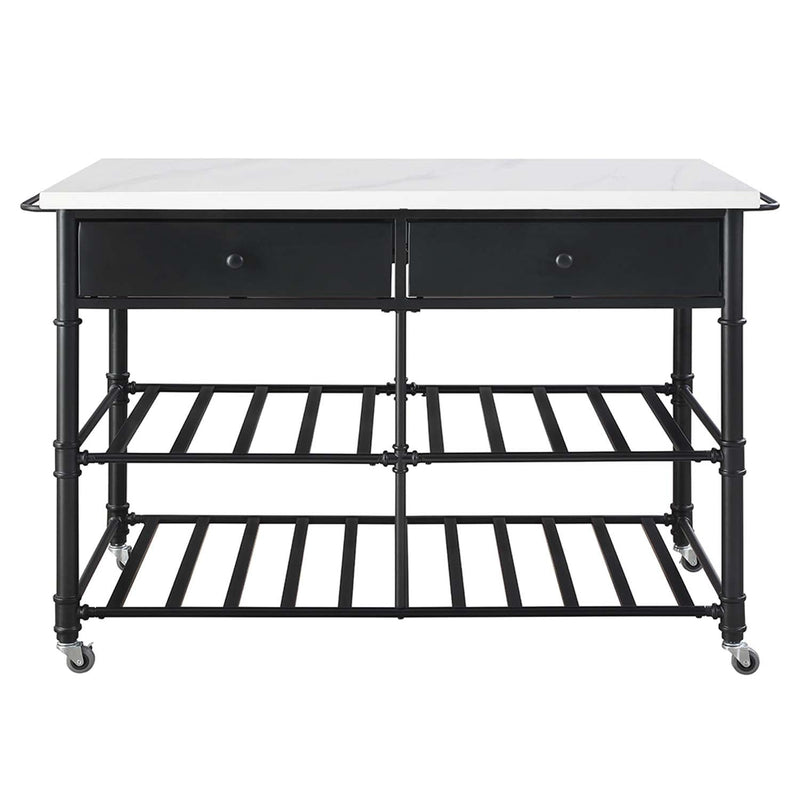 Emery Kitchen Island, White Cultured Marble Top & Gray Finish Acme