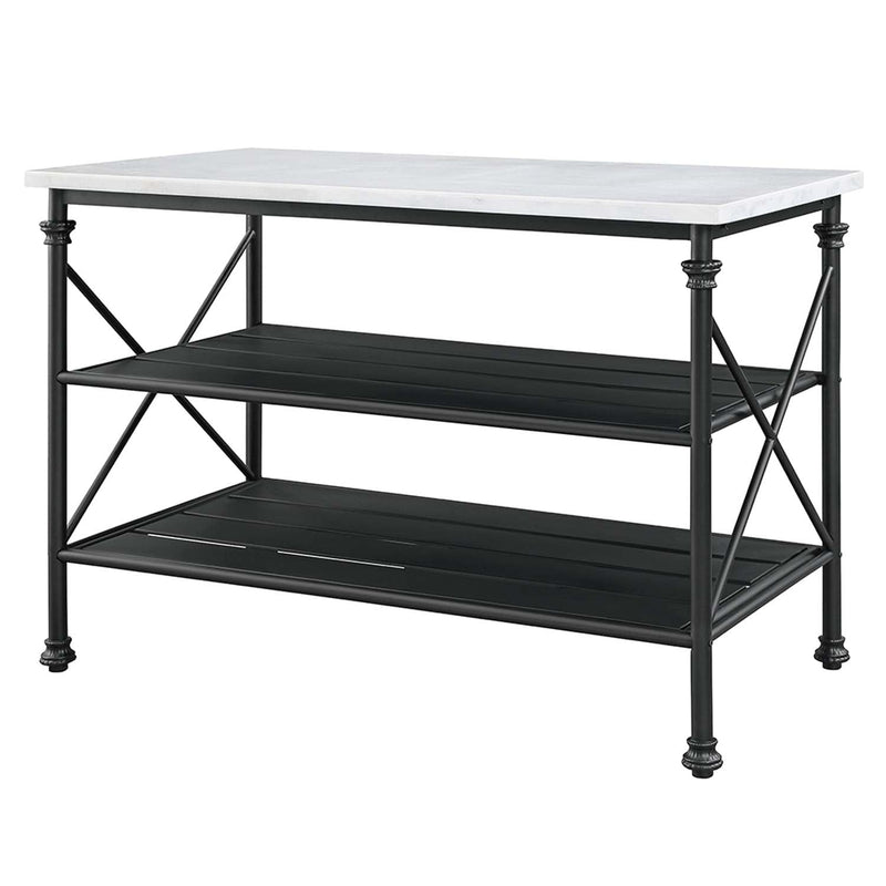 Brahm Kitchen Island, White Marble Top & Gray Finish Acme