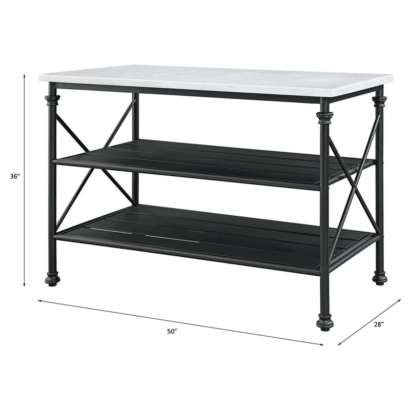 Brahm Kitchen Island, White Marble Top & Gray Finish Acme