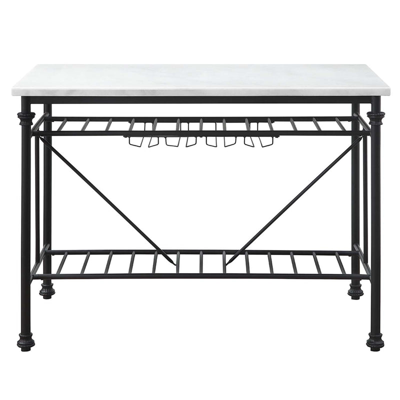 Mera Kitchen Island, White Marble Top & Gray Finish Acme