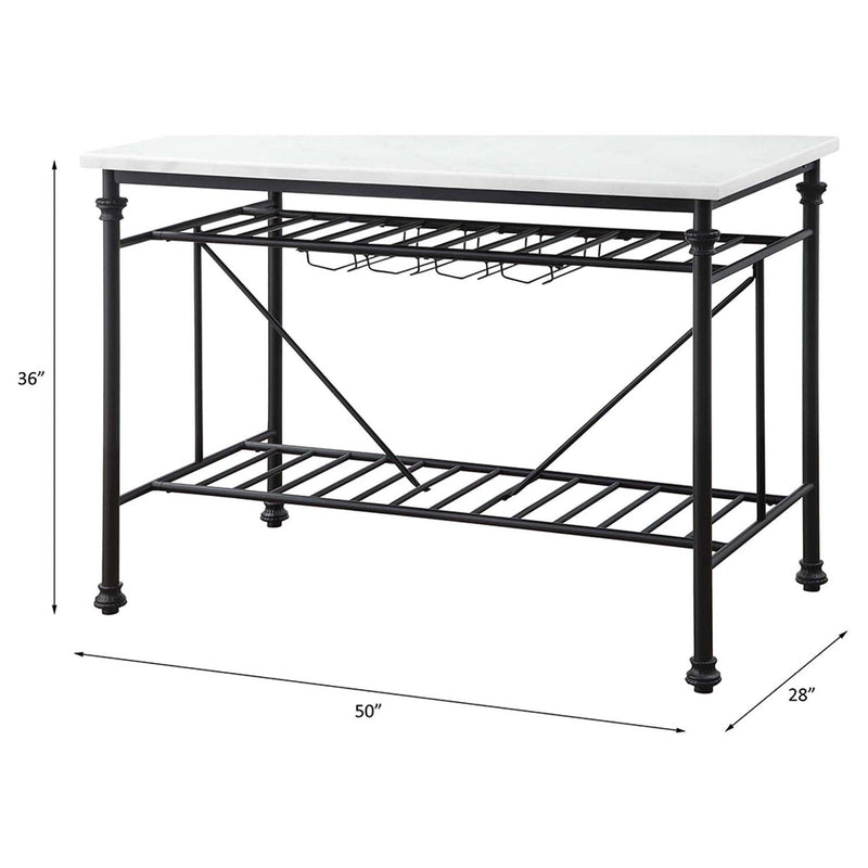 Mera Kitchen Island, White Marble Top & Gray Finish Acme