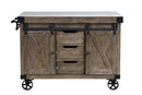 Alforvott Kitchen Island, Marble Top & Weathered Gray Finish Acme