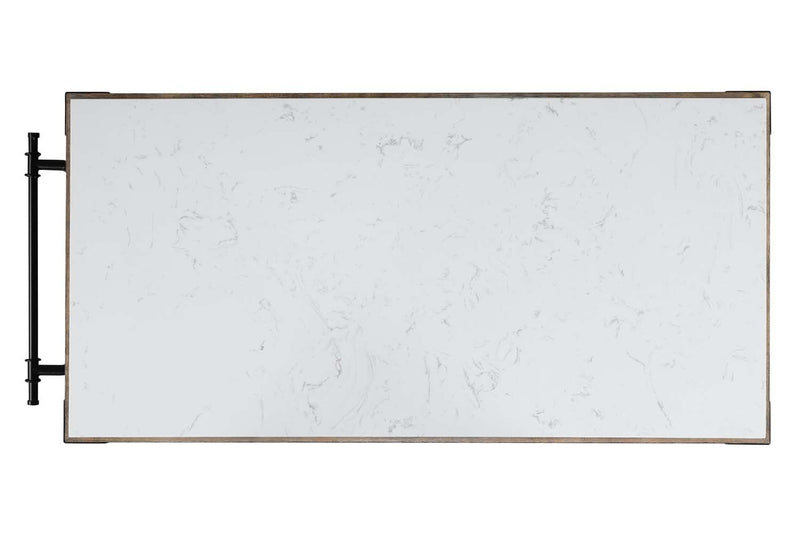 Alforvott Kitchen Island, Marble Top & Weathered Gray Finish Acme