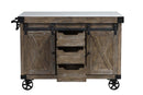 Alforvott Kitchen Island, Marble Top & Weathered Gray Finish Acme