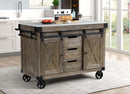 Alforvott Kitchen Island, Marble Top & Weathered Gray Finish Acme