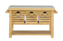 Grovaam Kitchen Island, Marble Top & Natural Finish Acme