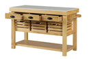 Grovaam Kitchen Island, Marble Top & Natural Finish Acme