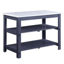 Enapay Kitchen Island, Marble Top Top & Gray Finish Acme