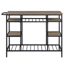 Lona Kitchen Island, Rustic Oak & Black Finish Acme
