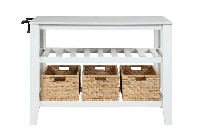 Sezye Kitchen Island, Marble Top & White Finish Acme
