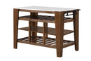 Alaroa Kitchen Island, Marble Top & Rustic Brown Finish Acme