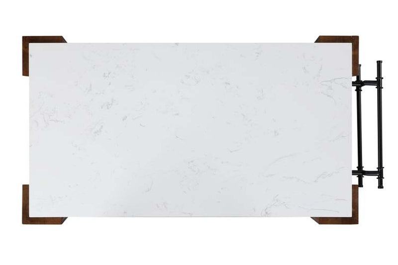 Alaroa Kitchen Island, Marble Top & Rustic Brown Finish Acme