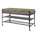 Macaria Kitchen Island, Rustic Oak & Black Finish Acme