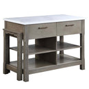 Feivel Kitchen Island w/Pull Out Table, Marble Top & Rustic Oak Finish Acme