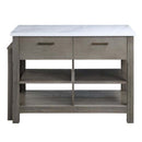 Feivel Kitchen Island w/Pull Out Table, Marble Top & Rustic Oak Finish Acme