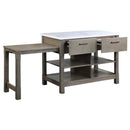 Feivel Kitchen Island w/Pull Out Table, Marble Top & Rustic Oak Finish Acme