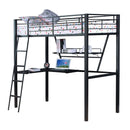 Senon Twin Loft Bed w/Desk, Silver & Black Finish Acme