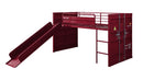 Cargo Twin Loft Bed w/Slide, Red Finish Acme