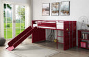 Cargo Twin Loft Bed w/Slide, Red Finish Acme