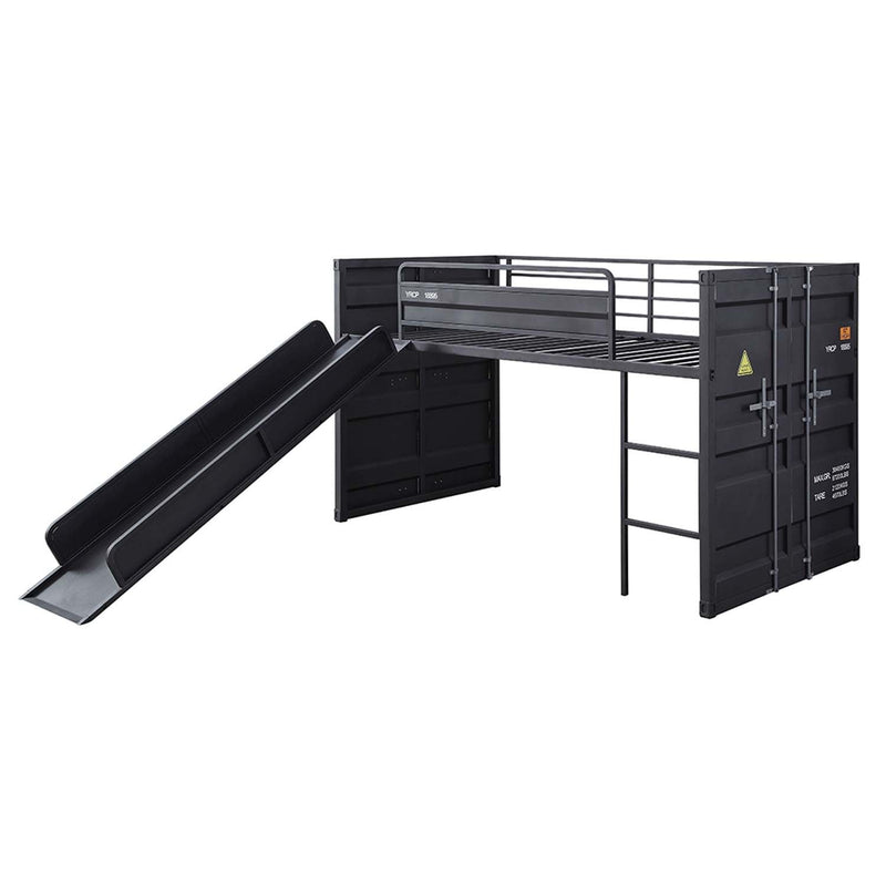 Cargo Twin Loft Bed w/Slide, Gunmetal Finish Acme