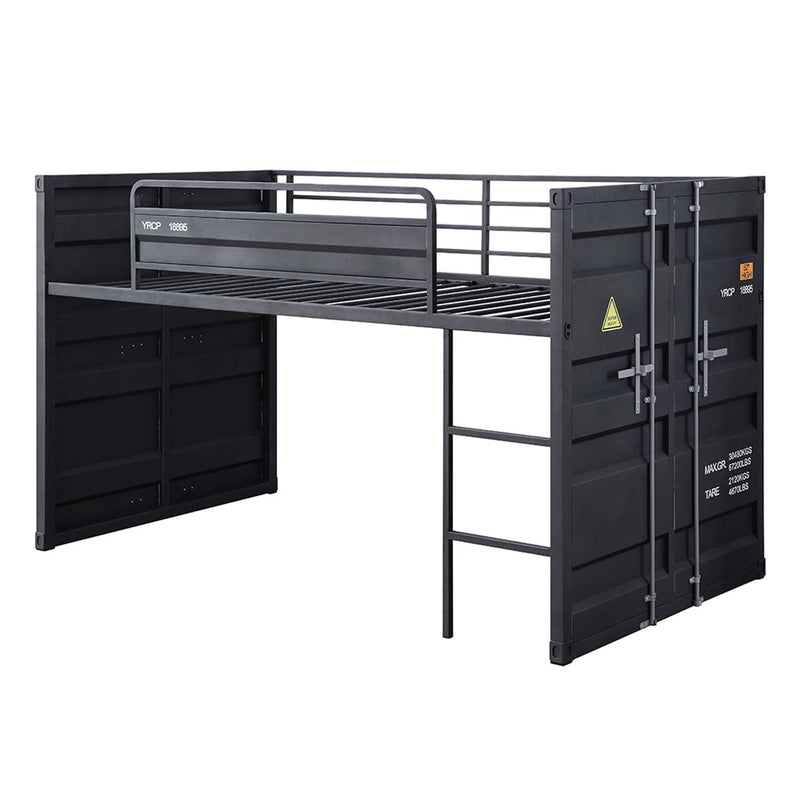 Cargo Twin Loft Bed w/Slide, Gunmetal Finish Acme