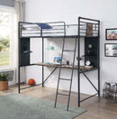 Cordelia Twin Loft Bed w/Desk, Antique Oak, Sandy Black & Dark Bronze Acme