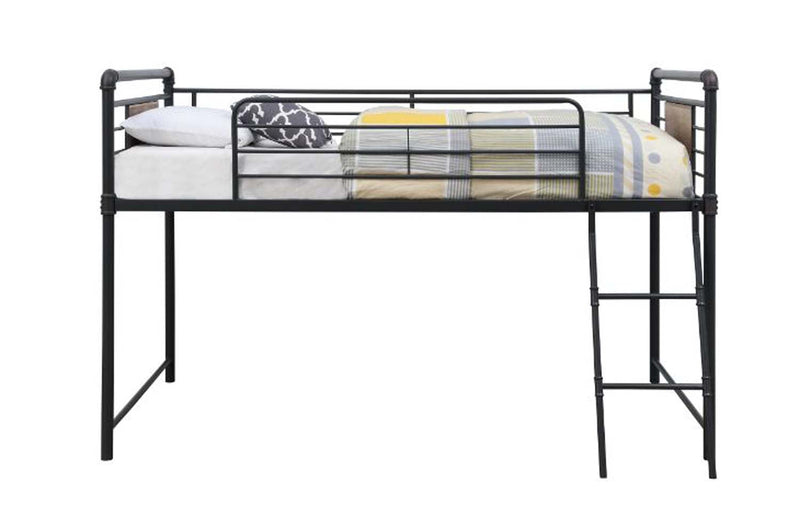Cordelia Twin Loft Bed w/Slide, Sandy Black & Dark Bronze Hand-Brushed Finish Acme