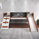Aurea Twin Loft Bed w/Slide, Cherry Oak & White Finish Acme