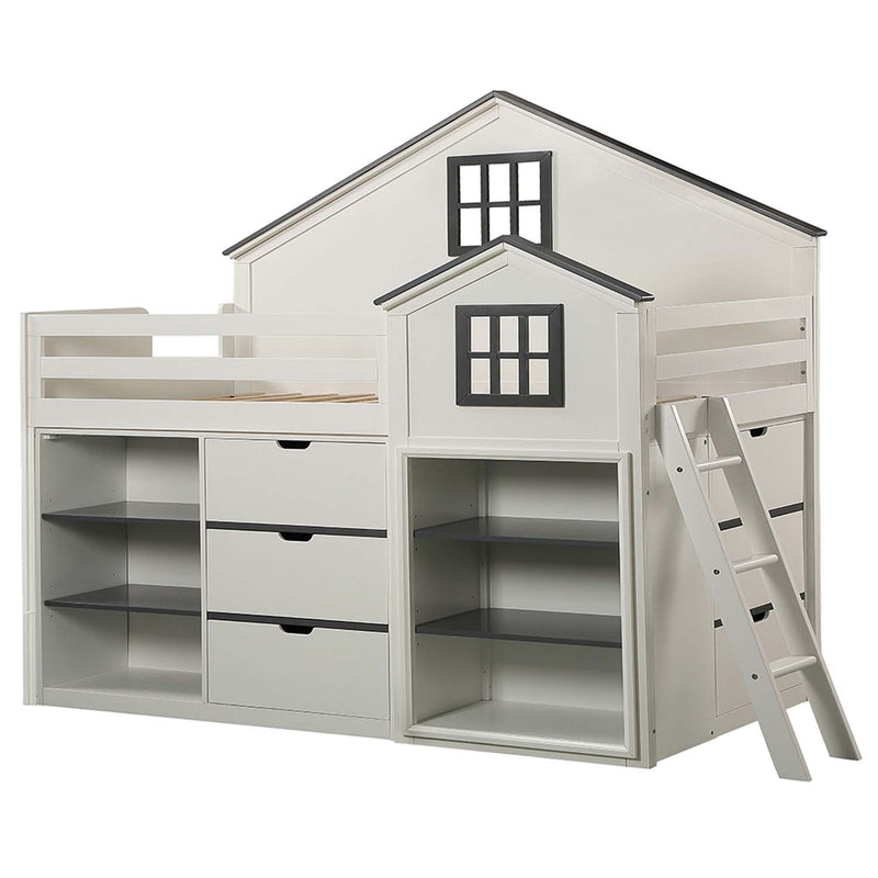 Ratana Loft Bed, Gray & White Finish Acme