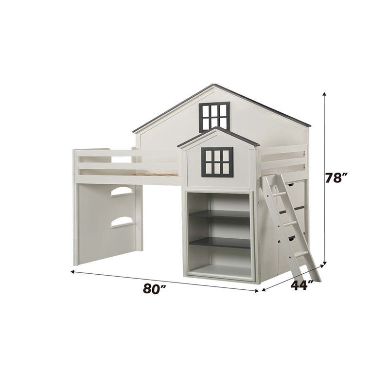 Ratana Loft Bed, Gray & White Finish Acme