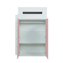 Nerice 3Pcs Twin Loft Bed w/Desk & Wardrobe, White & Pink Finish Acme
