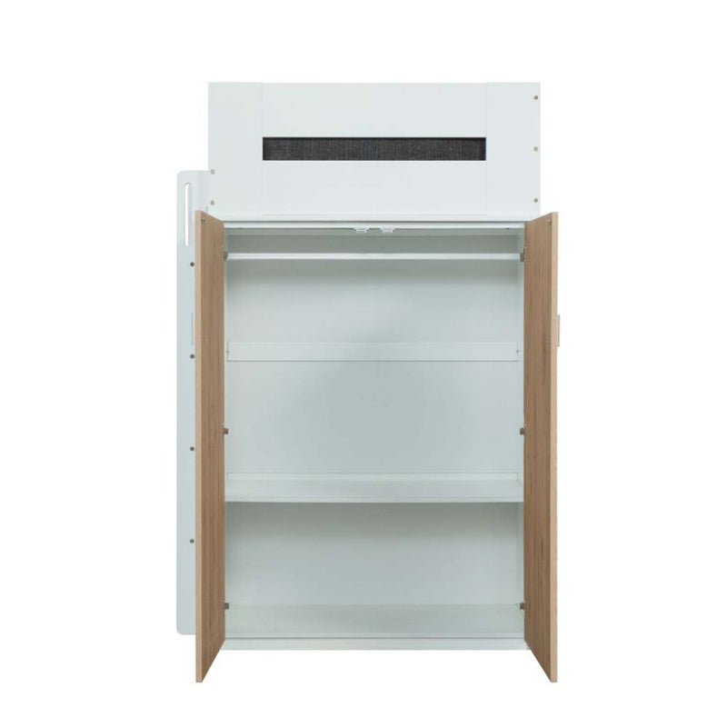 Nerice 3Pcs Twin Loft Bed w/Desk & Wardrobe, White & Oak Finish Acme
