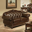 Anondale 70" Loveseat, Espresso Top Grain Leather Match & Cherry Finish Acme